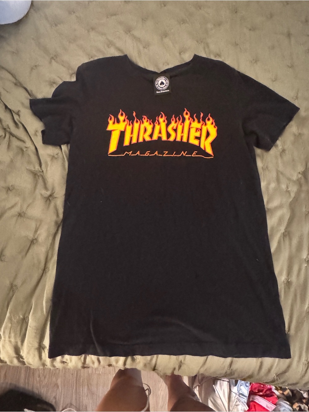 Thrasher Womens' Black Flame Logo T‑Shirt